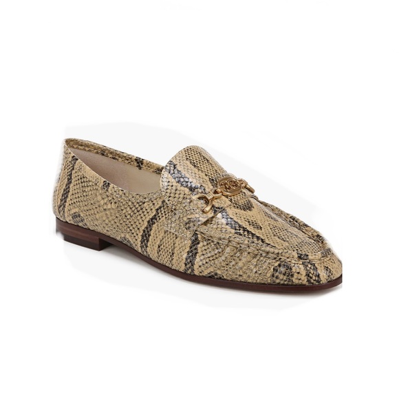 Sam Edelman Shoes - Sam Edelman Lucca Loafer Golden Tan Leather Women’s Size 5 Snake Print NIB